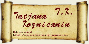 Tatjana Kozničanin vizit kartica
